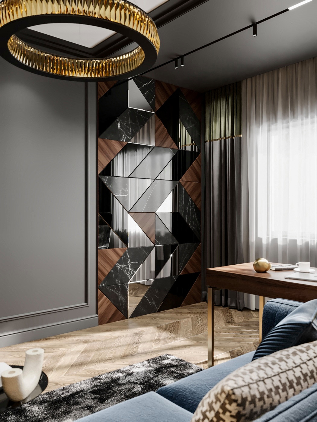 Хоум-офис мечты: потрясающий темный интерьер таунхауса