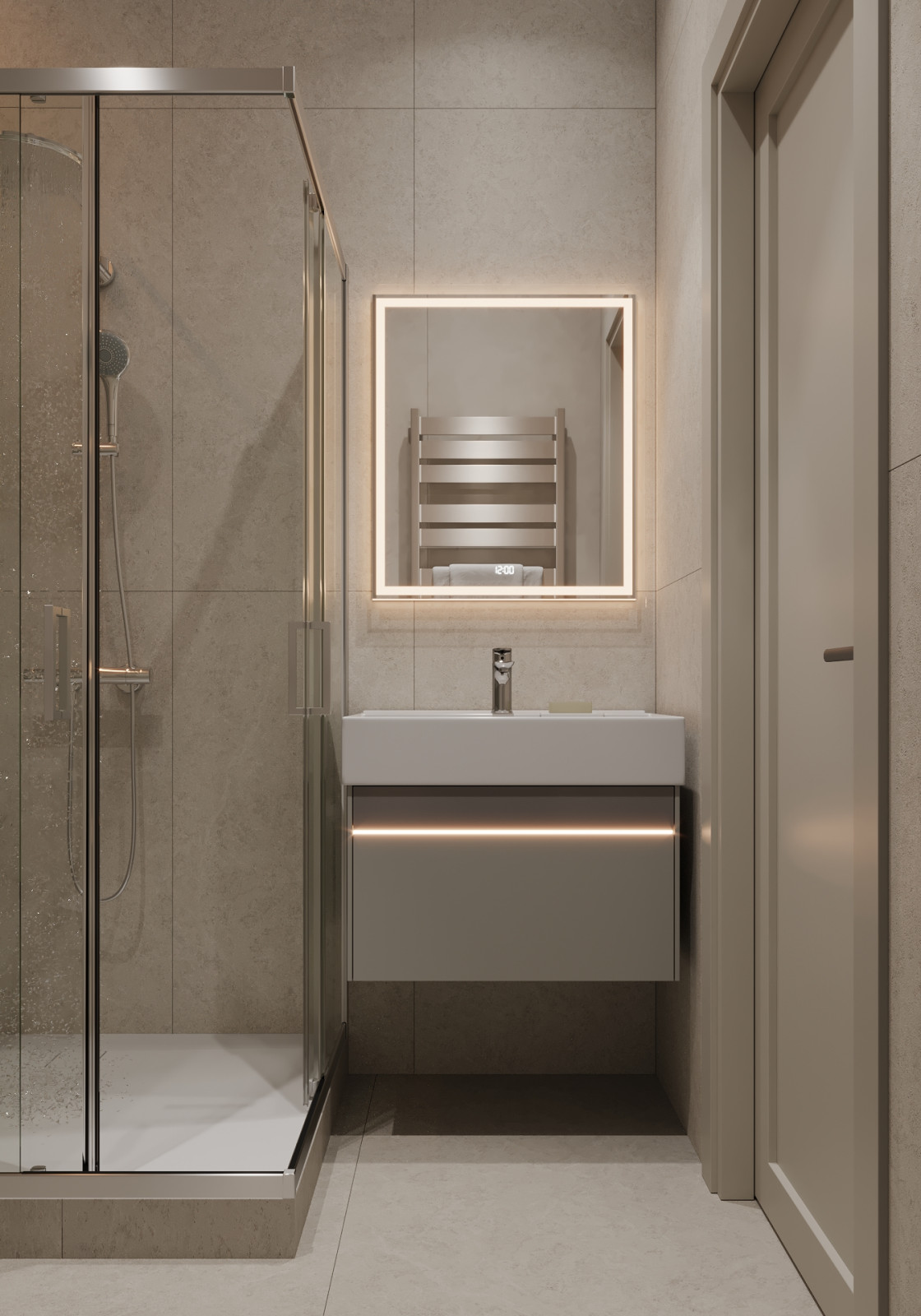 Санузел с акцентной стеной