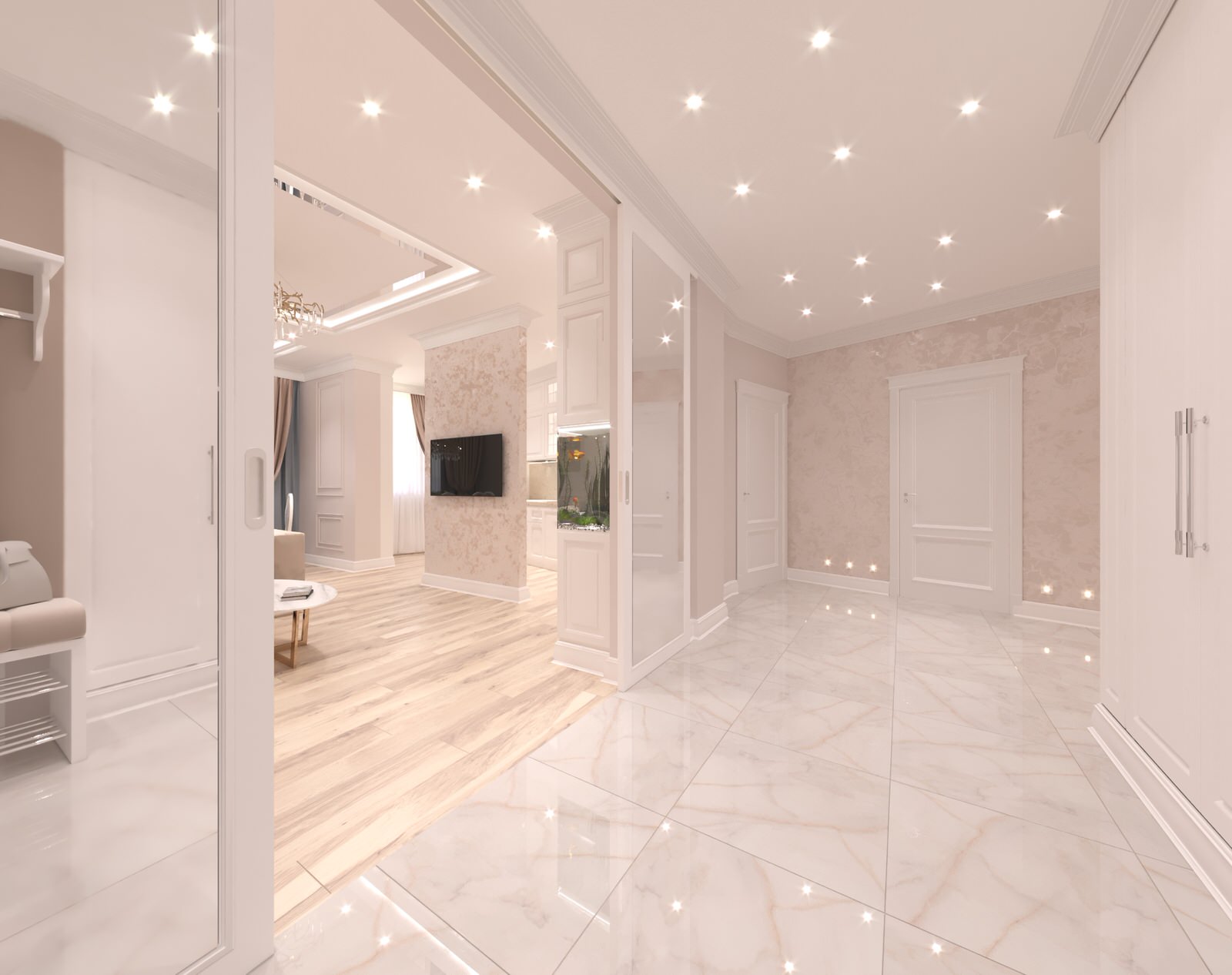 Дизайн-проект  интерьера трехкомнатной квартиры в стиле НЕОклассика