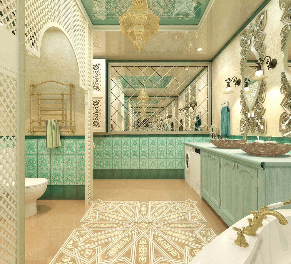Gym and bathroom in oriental style - 3D visualization