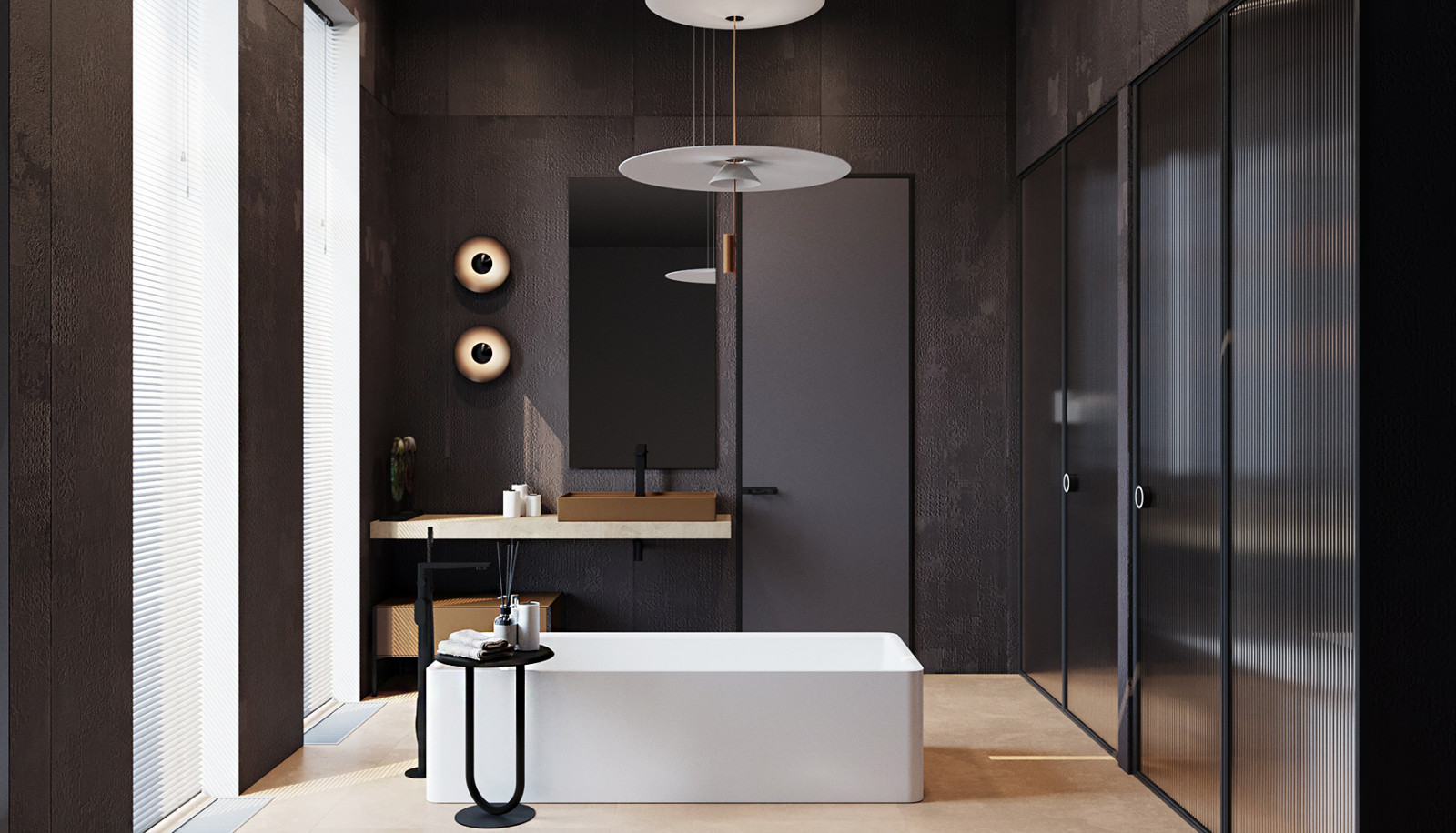 Дизайн ванной комнаты в загородном доме во Владимирской области