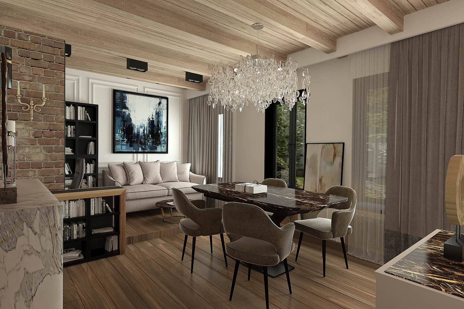 Дизайн интерьера гостиной в частном доме в Ростове-на-Дону