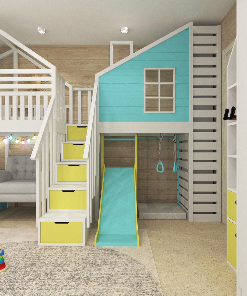 Кровать-домик в скандинавском стиле для детской спальни