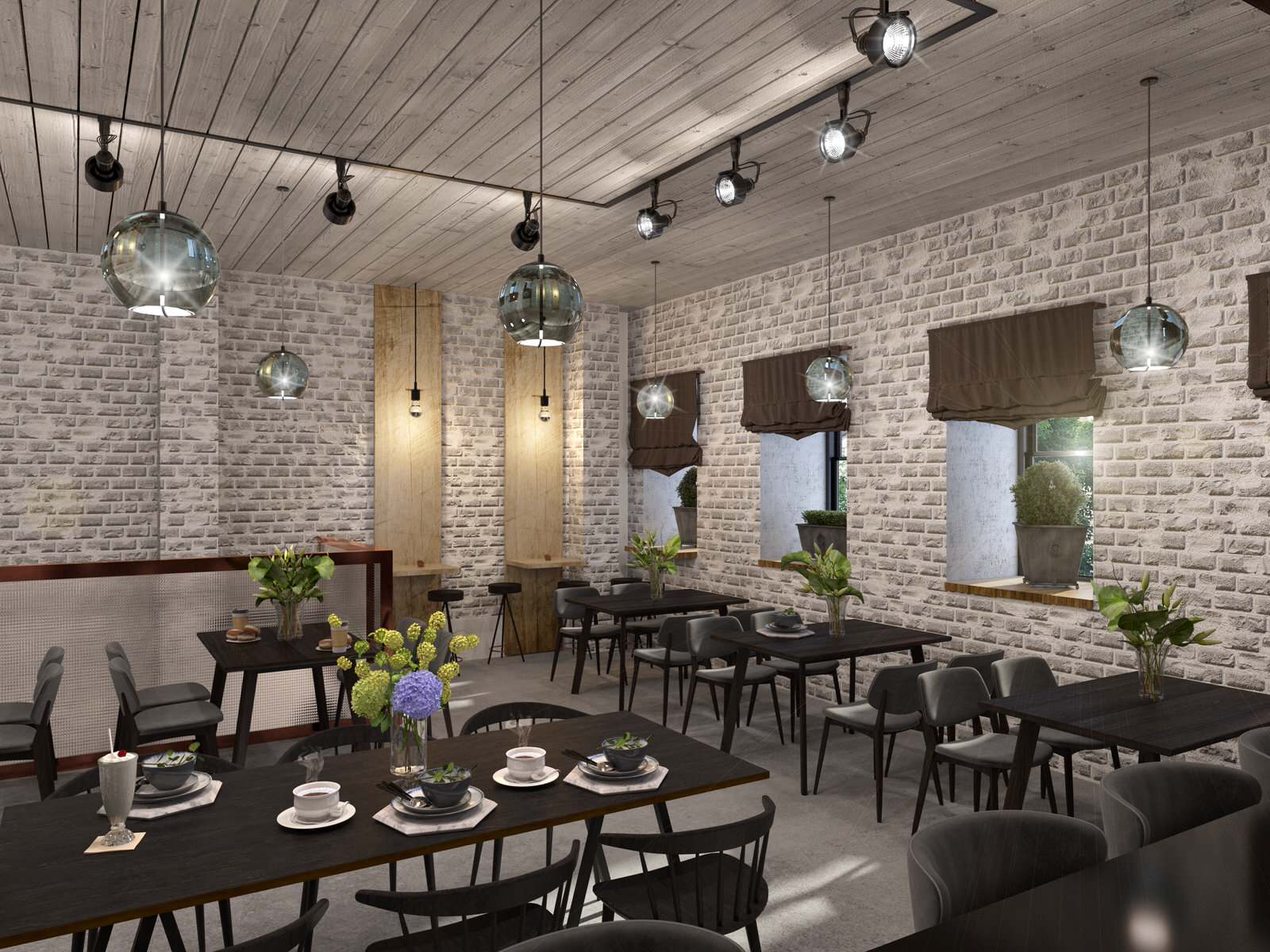 Interior visualisation of food court Manor of Food in the center of Moscow