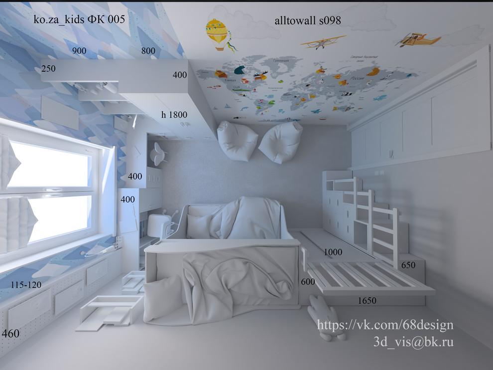 Дизайн и визуализация детской для двух девочек