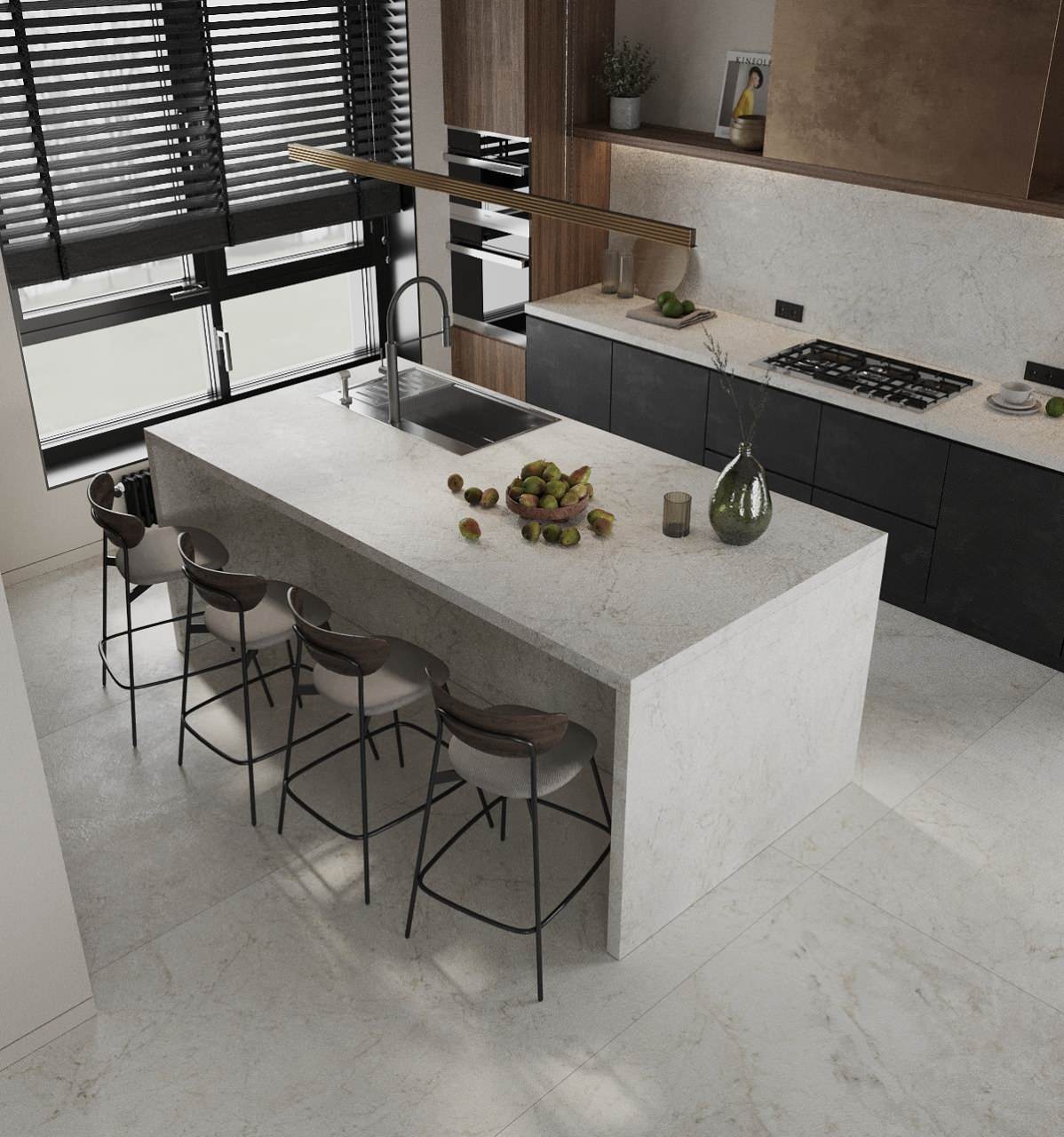 Кухня в таунхаусе в поселке Новорижский, 277 м2