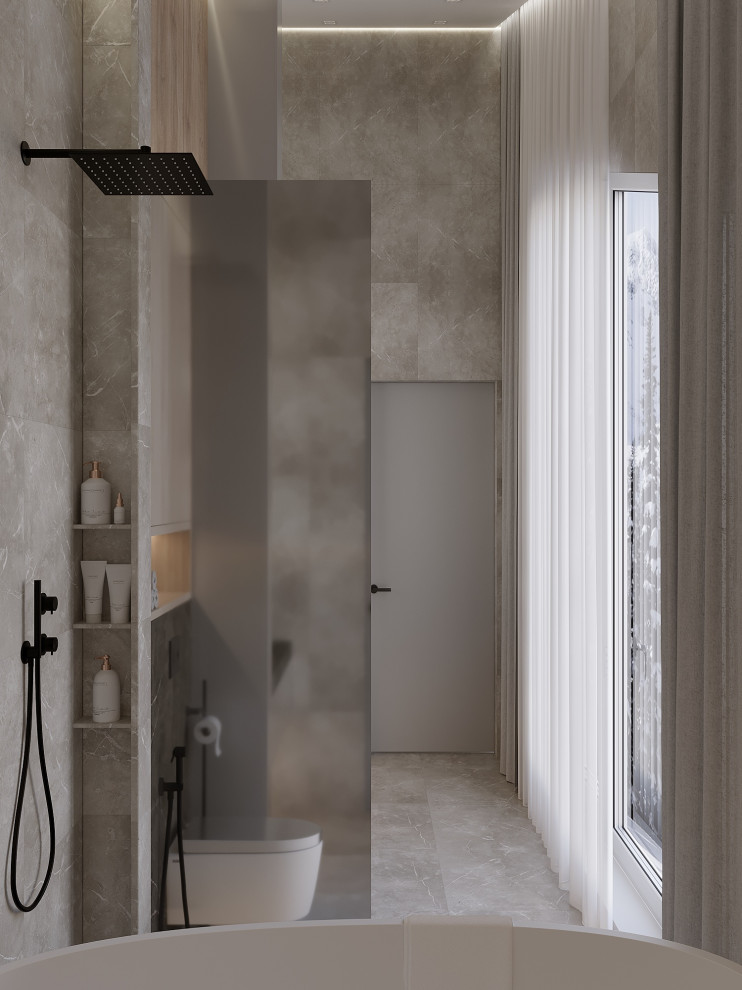 Обложка проекта: Отдельно стоящая ванная с большими окнами