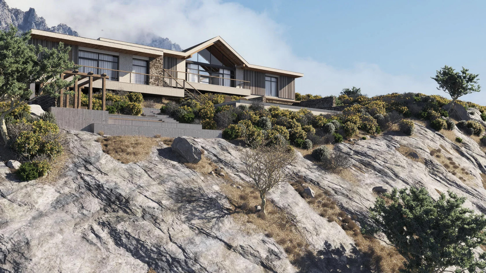 Одноэтажный дом на склоне в Ялте на 120 кв. м