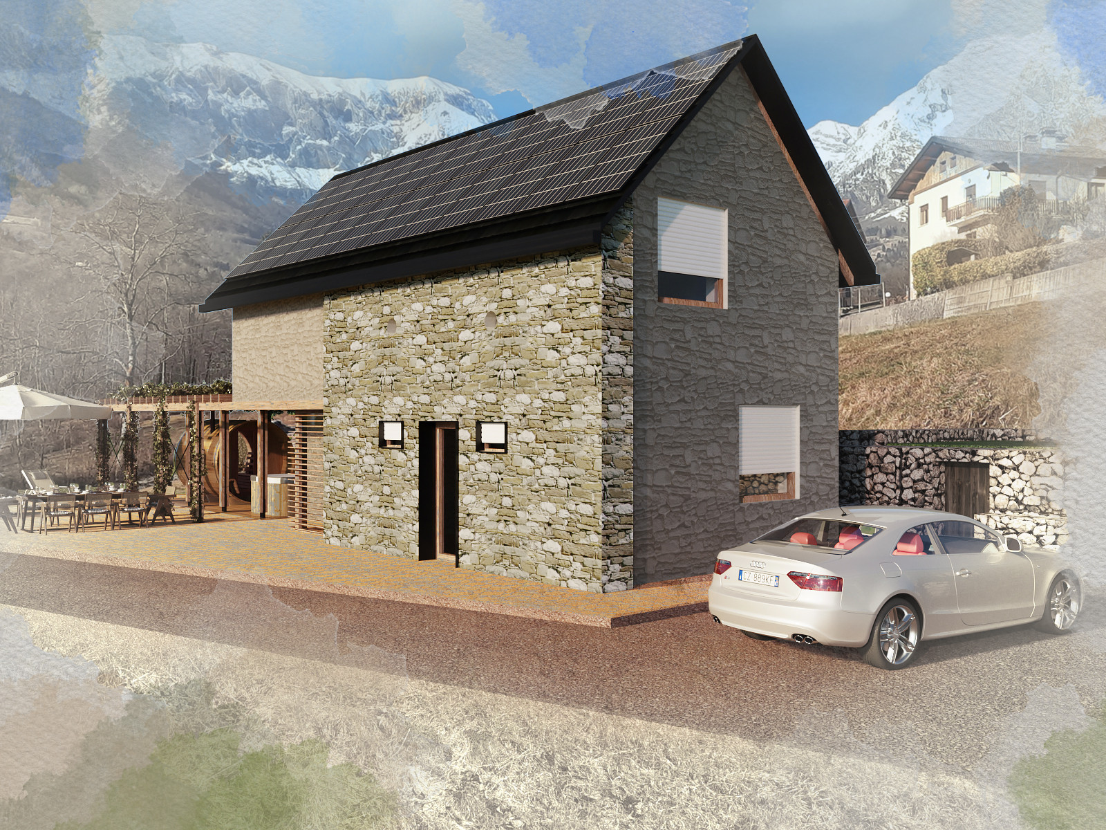 Visualization of Summer house in Pradebon, Italy