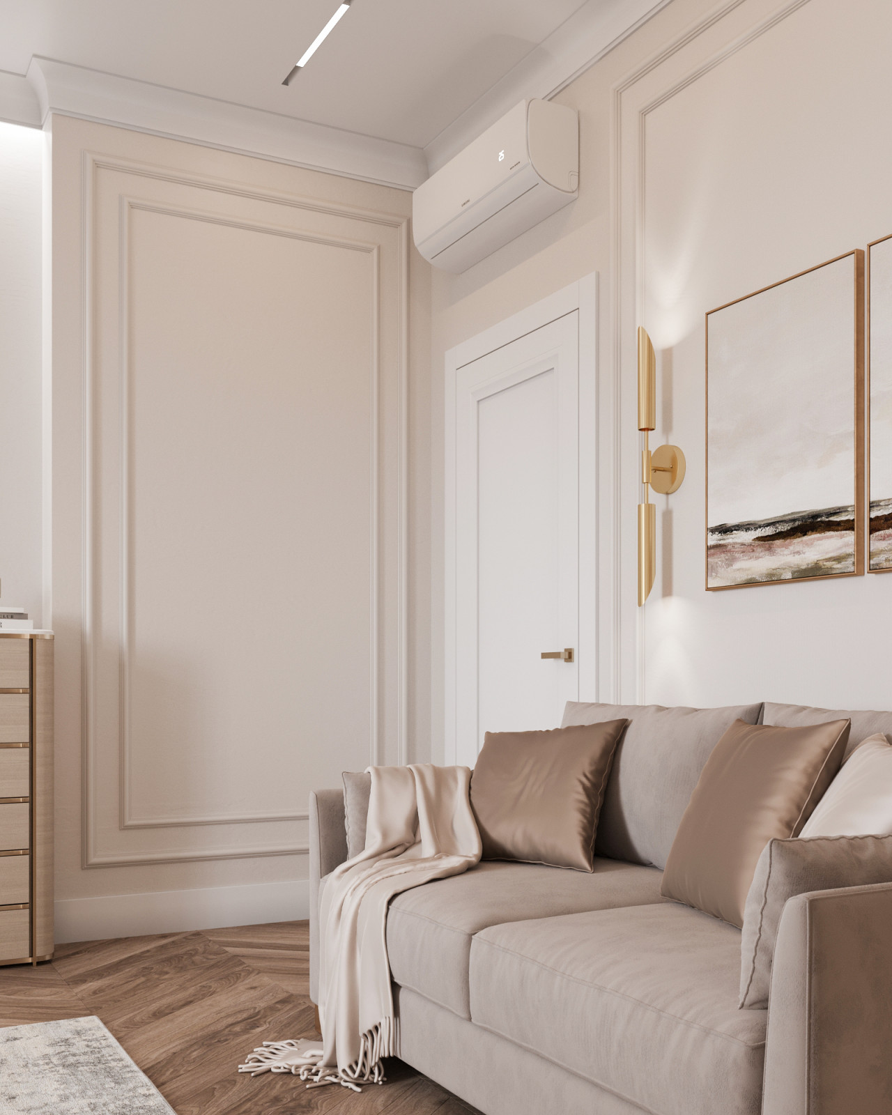 "Тёплое какао", квартира в ЖК "Дворянский", 98 м2