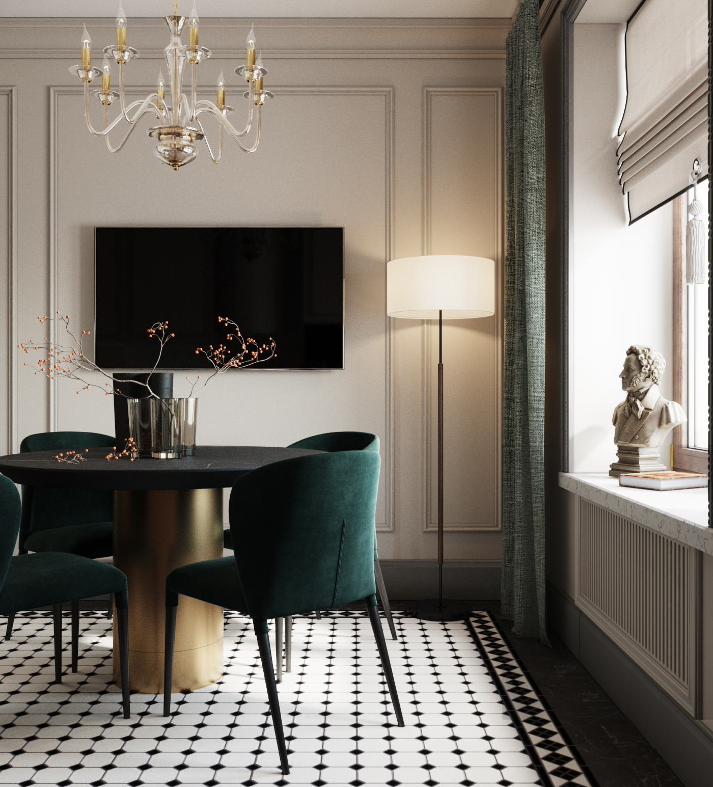 Интерьер кухни в стиле современная классика