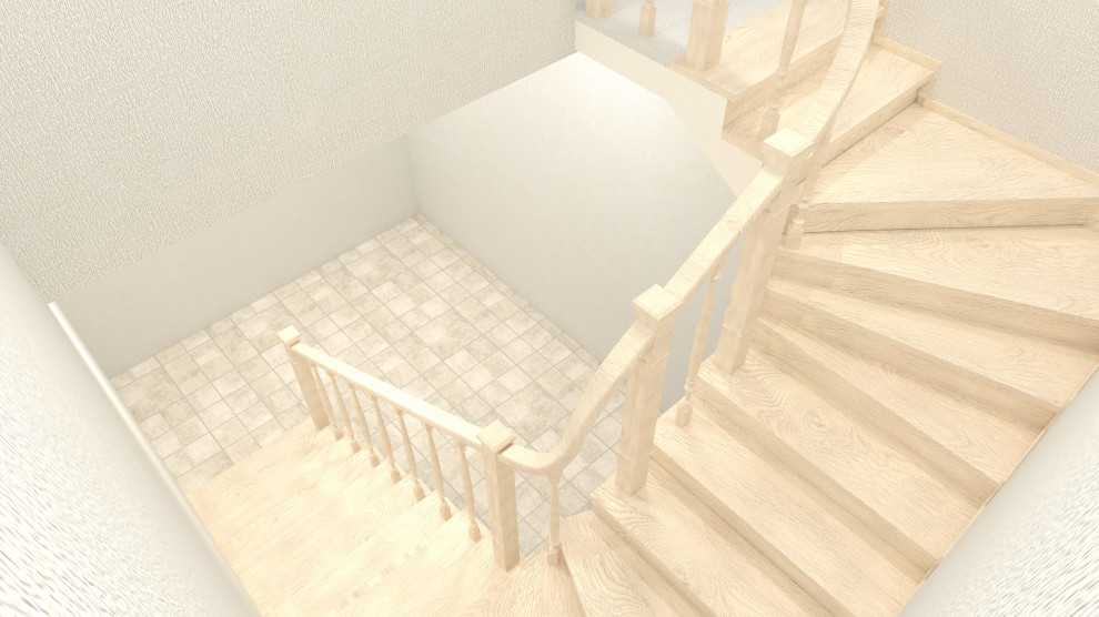 Деревянная лестница с забежными ступенями