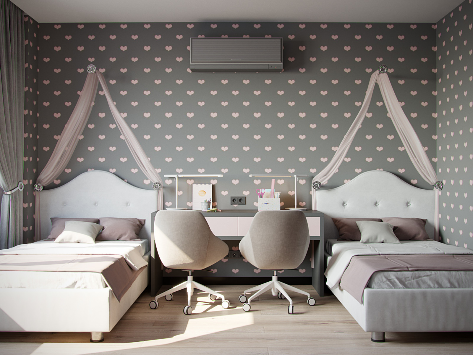 Обложка проекта: Интерьер детской для двух девочек