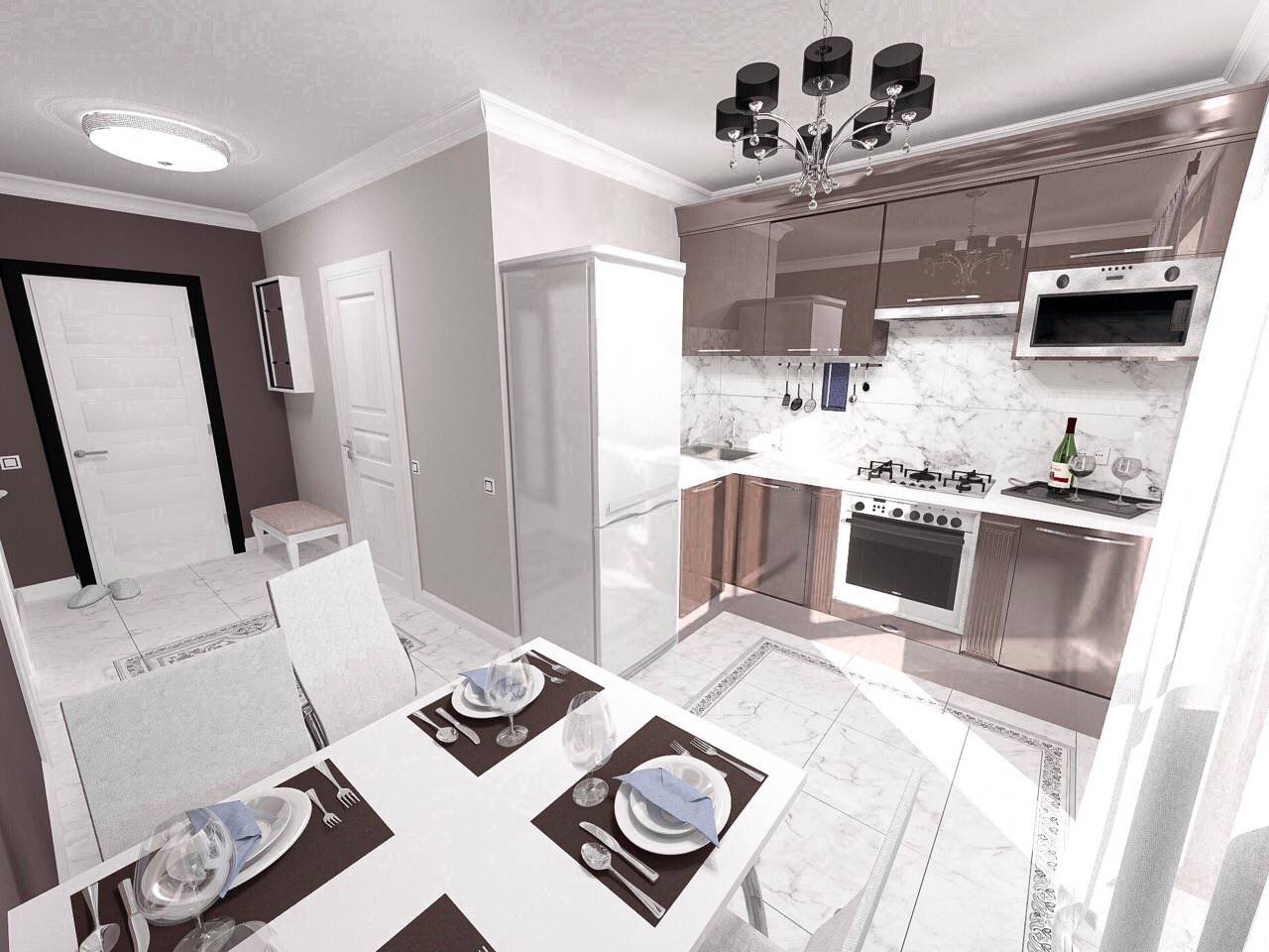 Дизайн интерьера двухкомнатной квартира в новостройке.