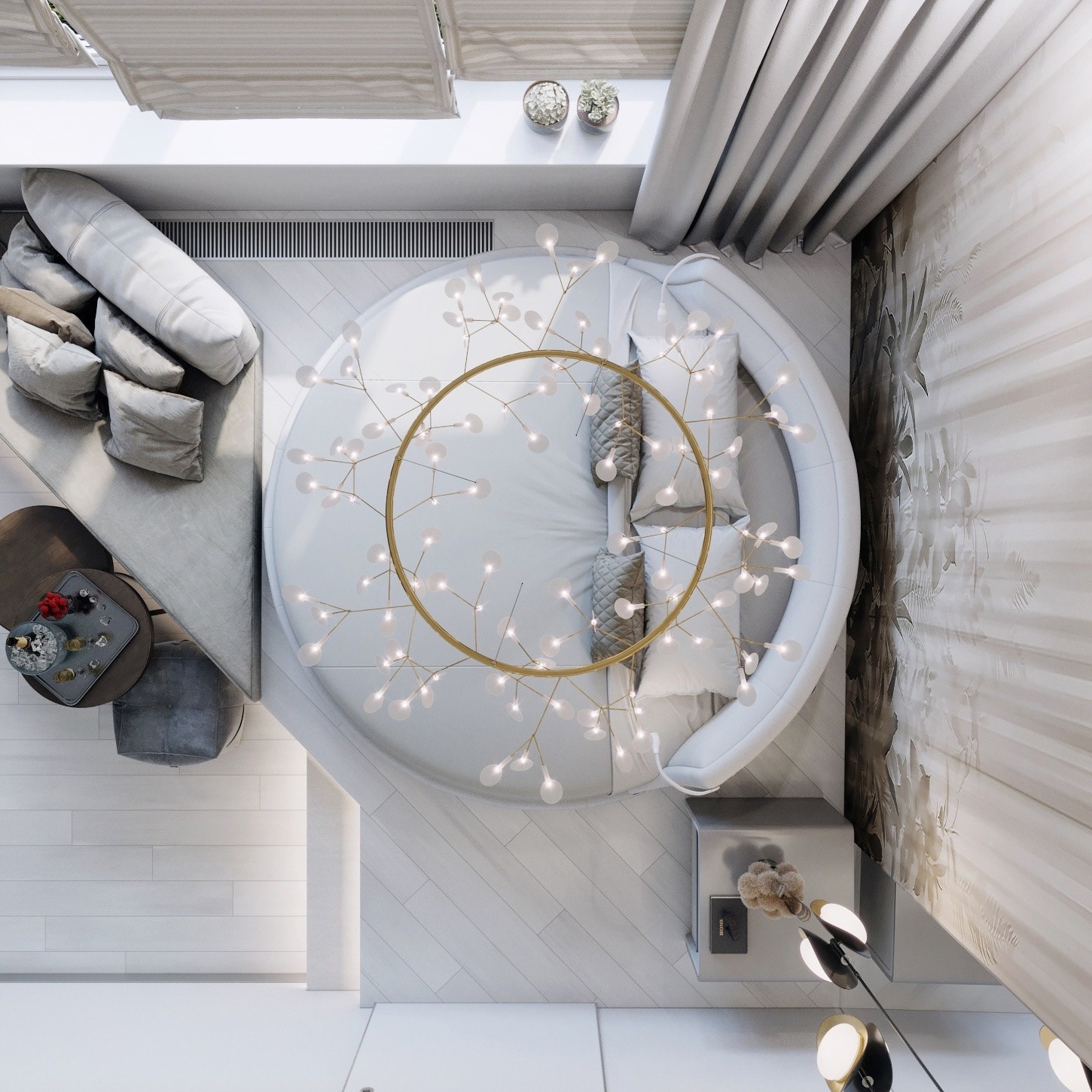 Круглая кровать изготовлена по дизайн-проекту