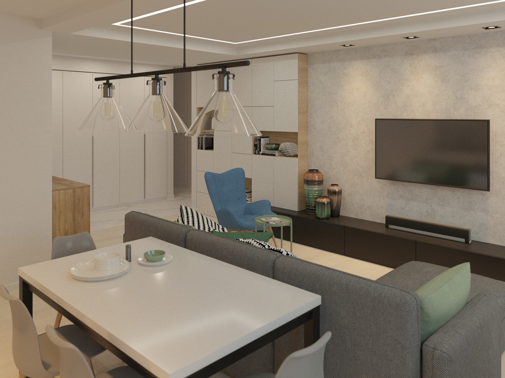 Светлая кварира с черными акцентами