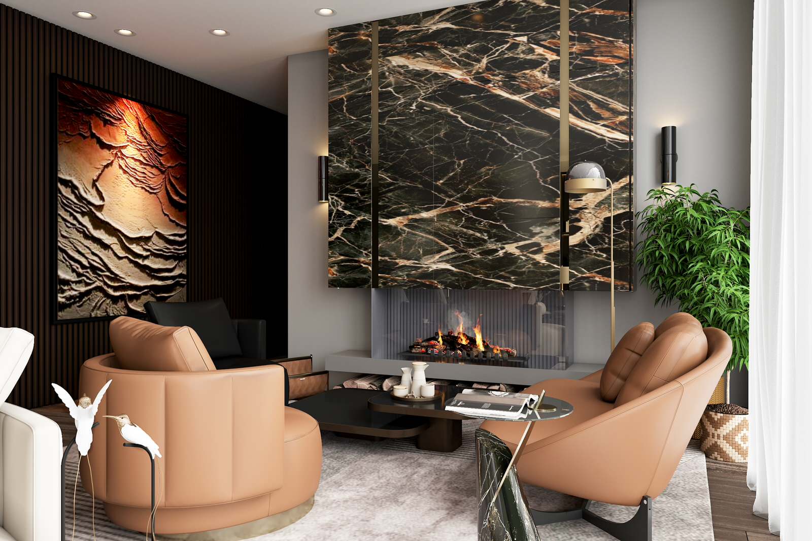 Гостиная загородного дома в Итальянском проектировании