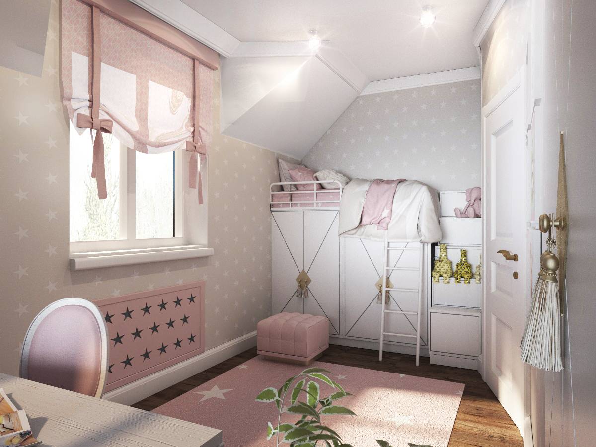 дестские комнаты в мансардных помещениях