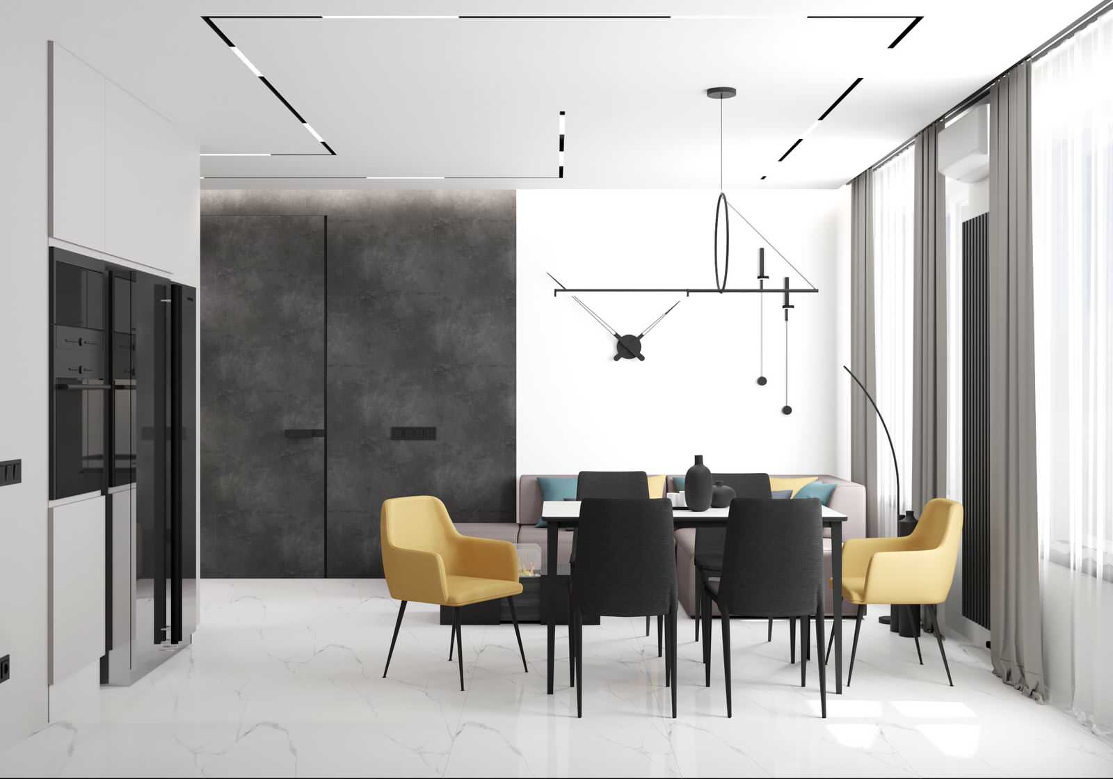 Кухня - гостиная из проекта квартиры в ЖК "Домашний"