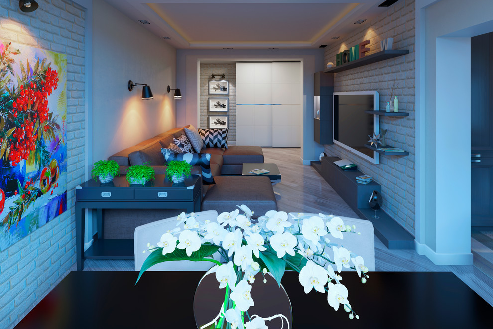 Строгий интерьер в холодных оттенках