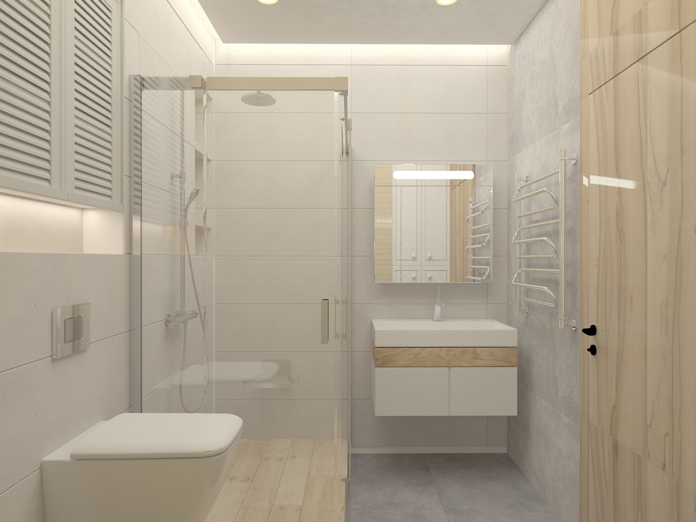 Санузел в новостройке (несколько вариантов плитки).