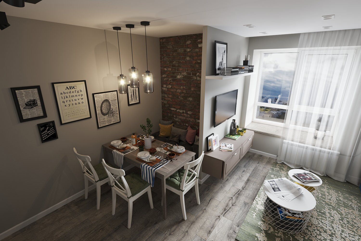 Квартира с элементами лофт и скандинавского стиля