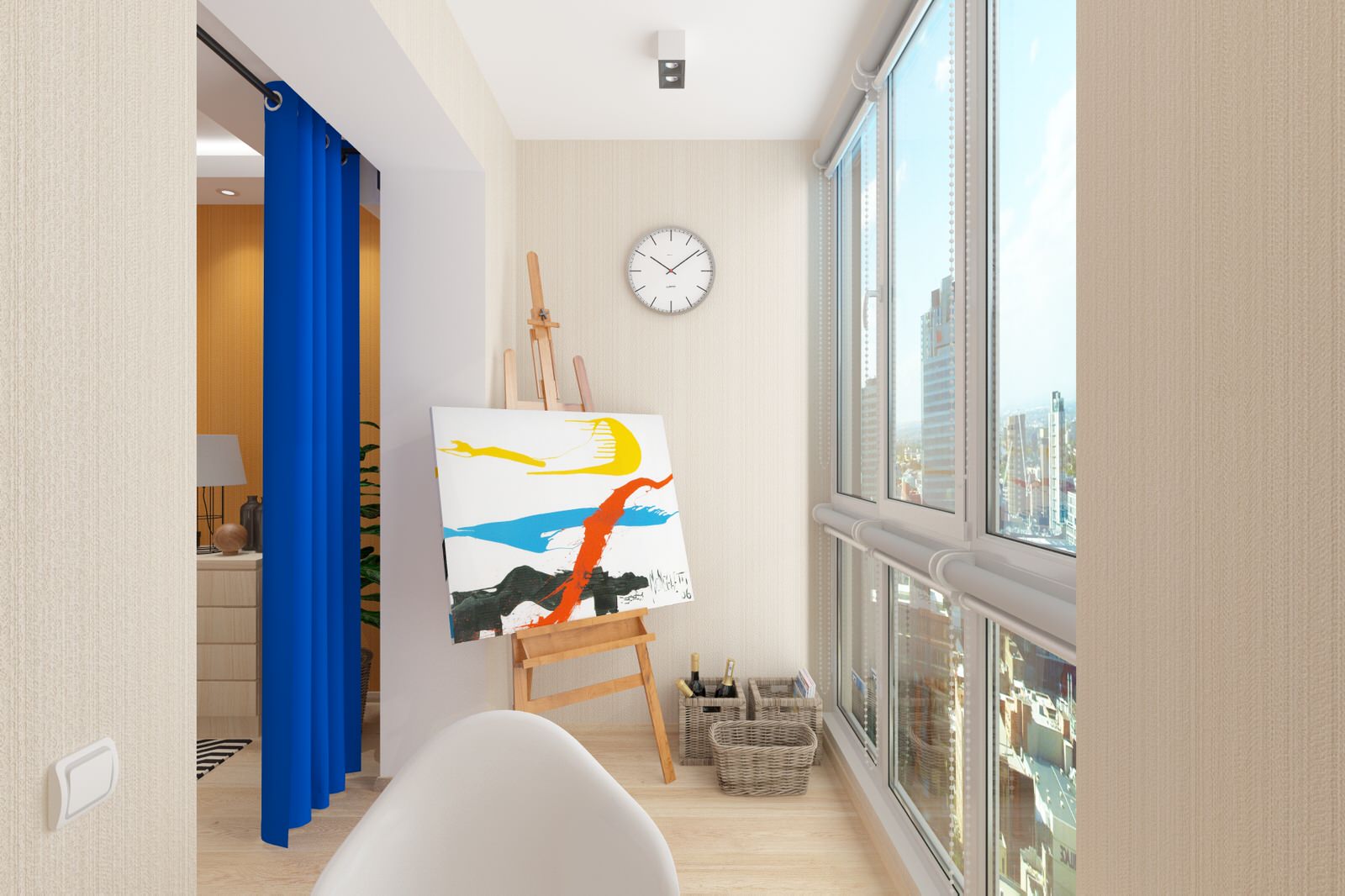 Спальня с яркими акцентами