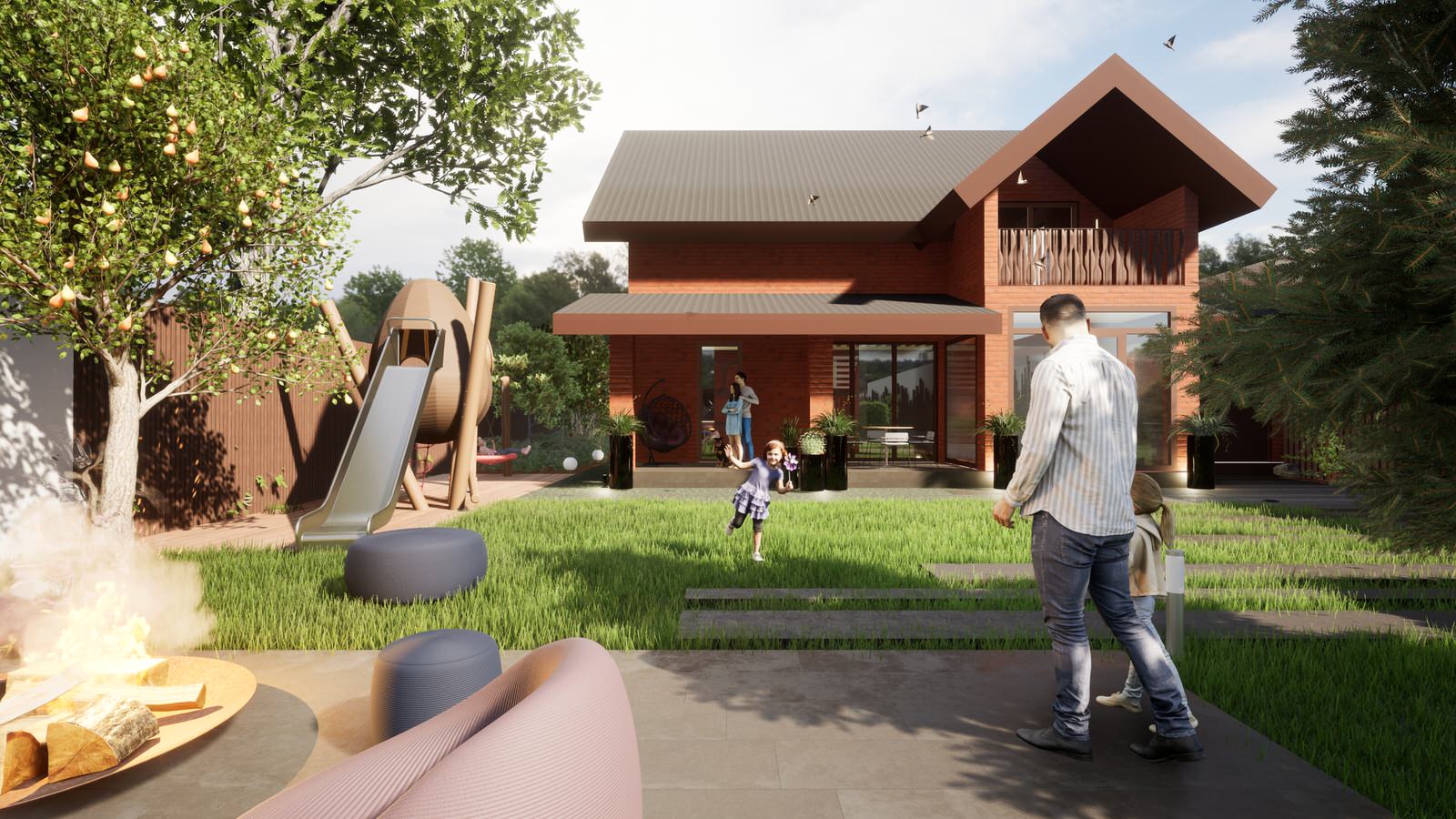 Коттедж ЖСК Горелый Хутор, Ландшафтный дизайн участка 6 соток