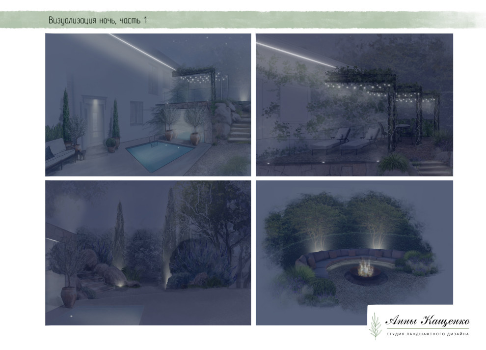 Проект участка с перепадом высот в средиземноморском стиле