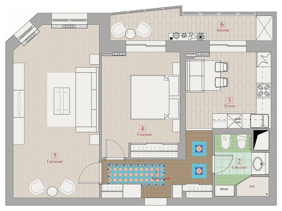 Обложка проекта: Двухкомнатная квартира в стиле прованс