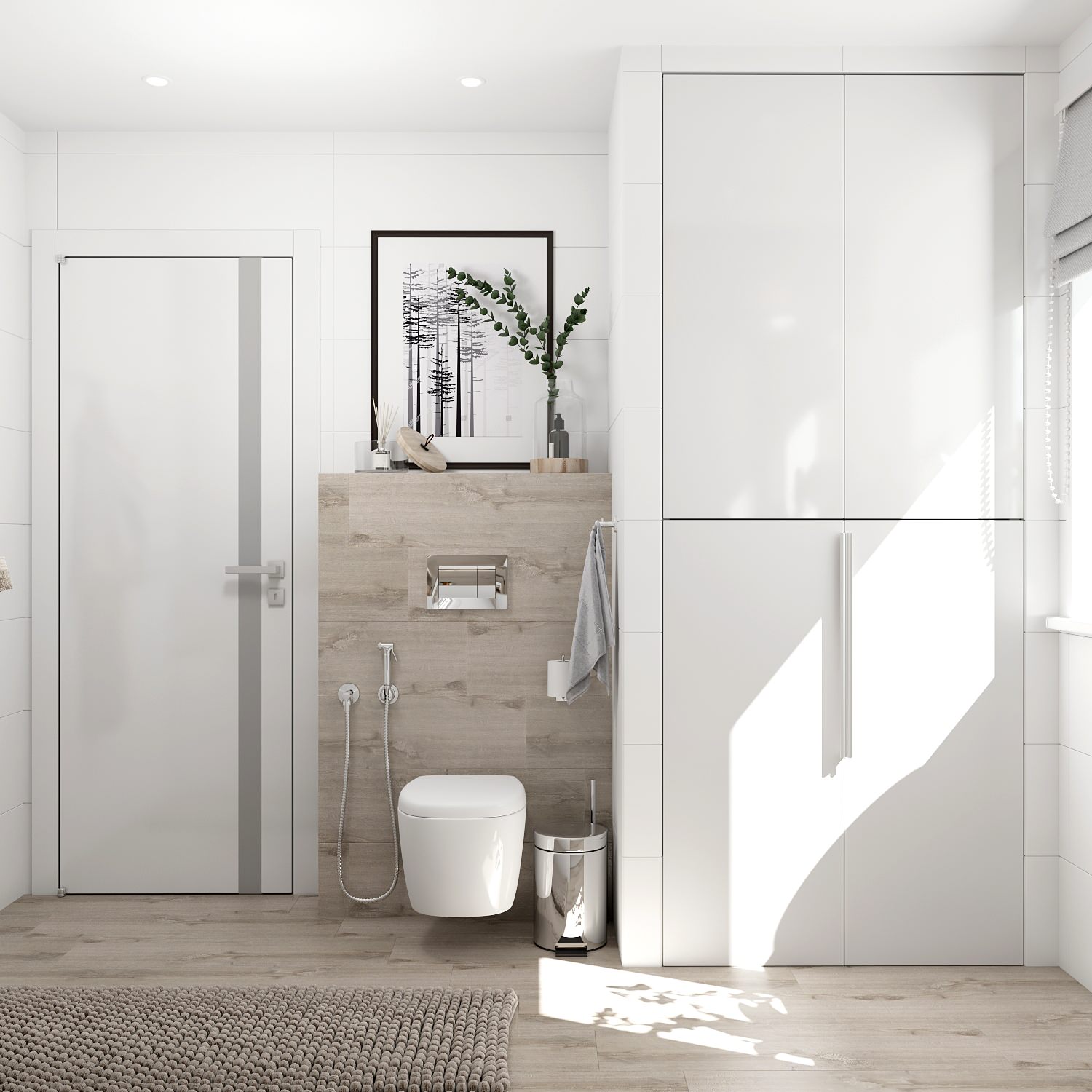 Дизайн интерьера ванной комнаты в загородном доме.