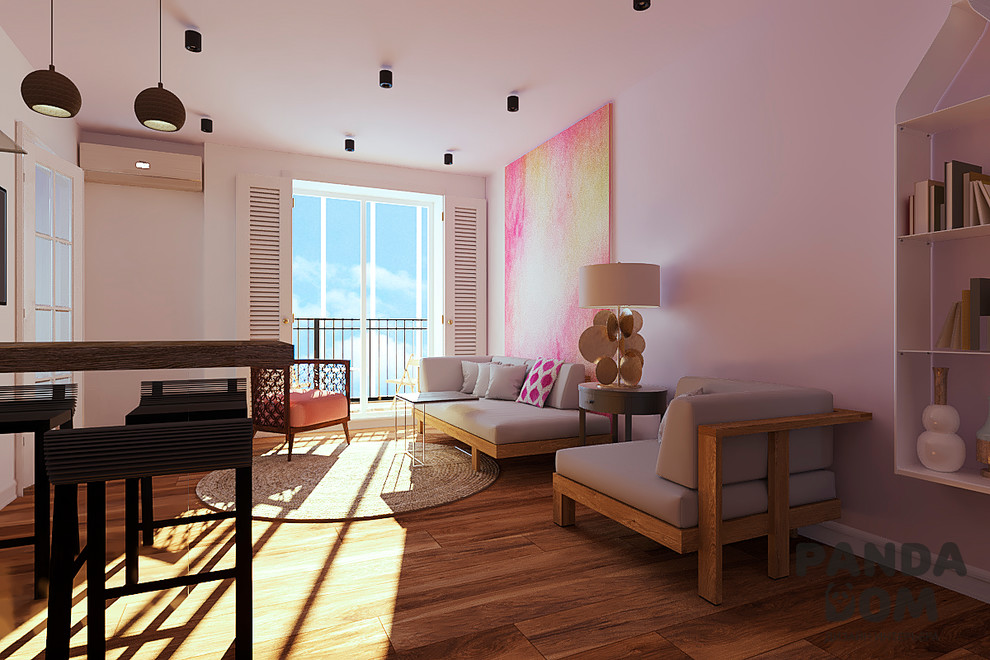 Светлая и разноцветная квартира для молодой девушки.