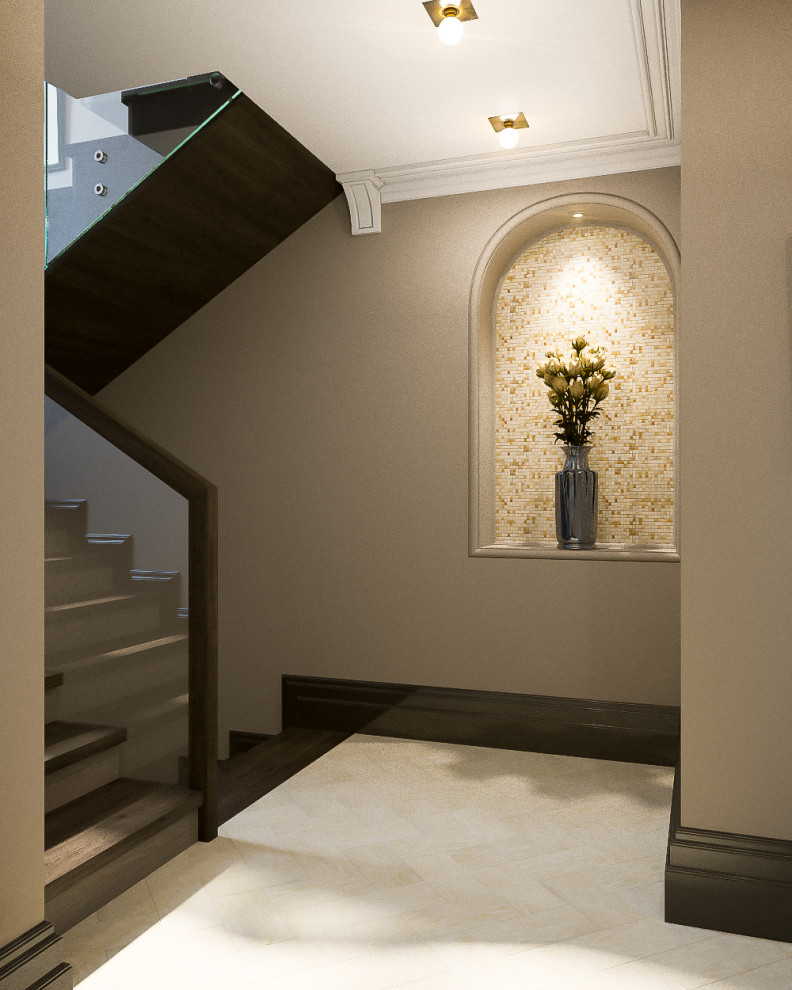 Обложка проекта: Дизайн холла в коттедже в Американском стиле