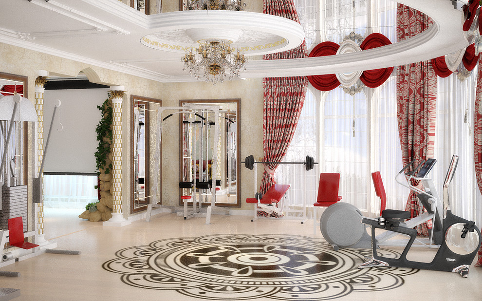 Gym and bathroom in oriental style - 3D visualization