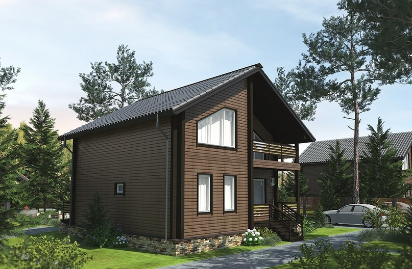 Обложка проекта: Проект дома с мансардой 8.0 х 8.0, S —120 м2