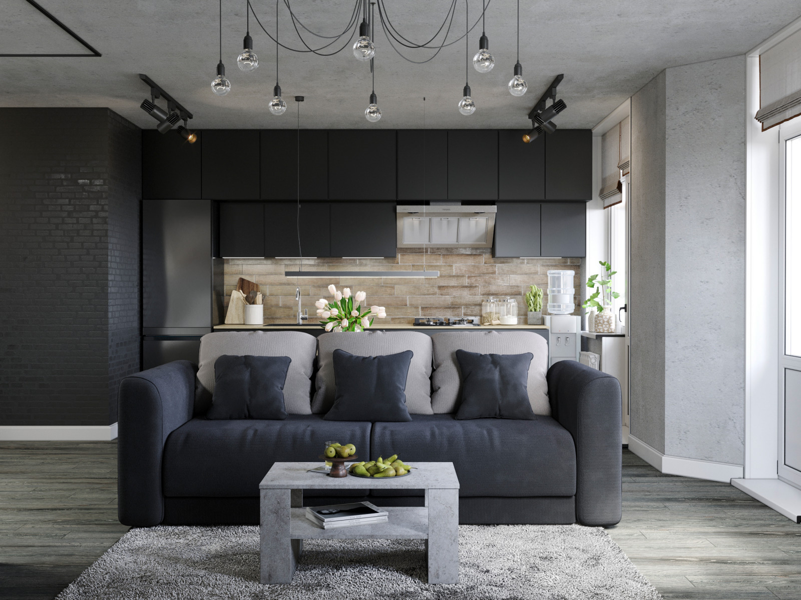 Квартира студия в стиле лофт для молодой пары в г.Ростов-на-Дону