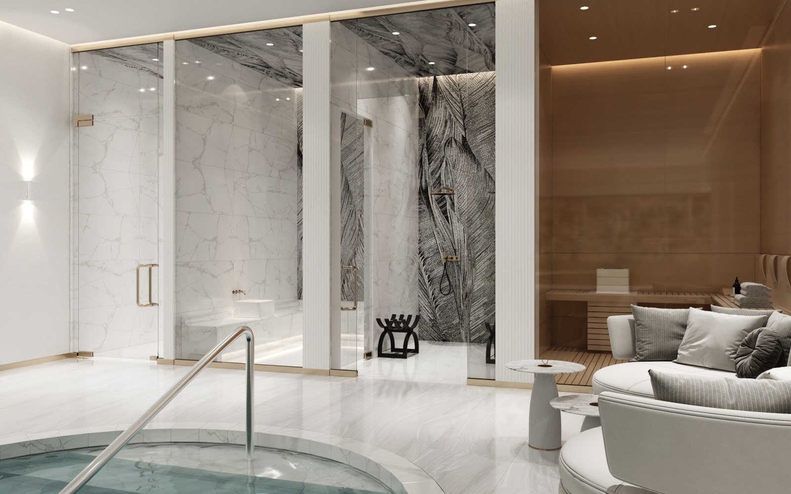 Спа-зона с бассейном в частном доме