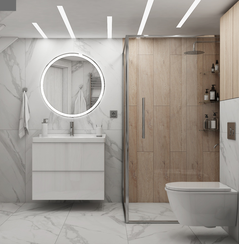 Кухня-гостиная, ванная. Таунхаус "Волжские пенаты" г. Ярославль 2021год