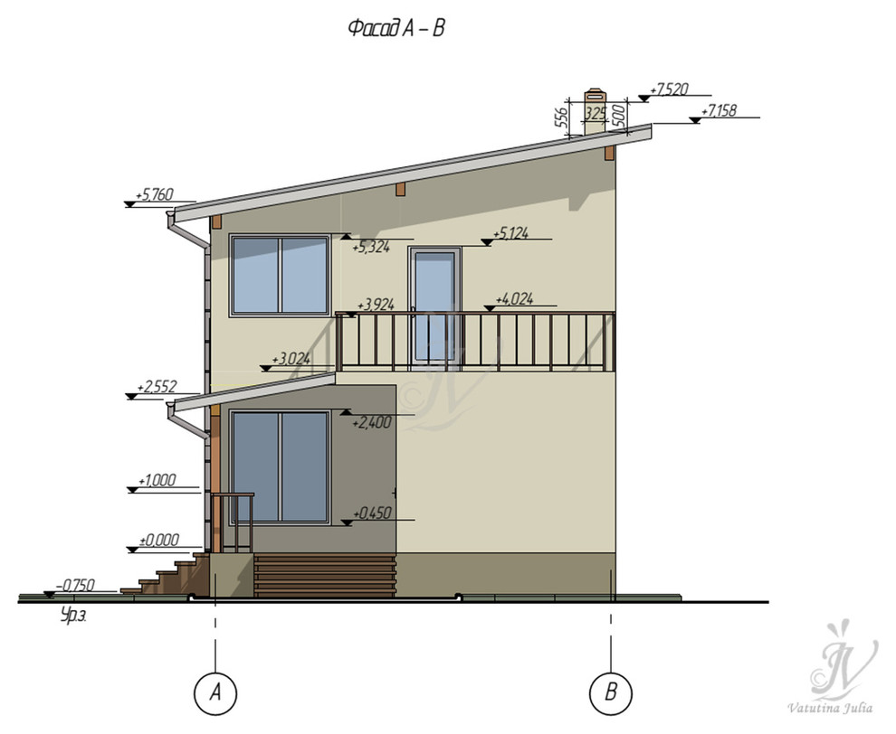 Эскизный проект ультрасовременного дома с плоской крышей в г. Чебоксары