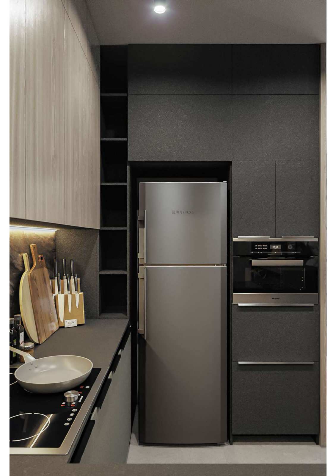 квартира в современном стиле в темных оттенках