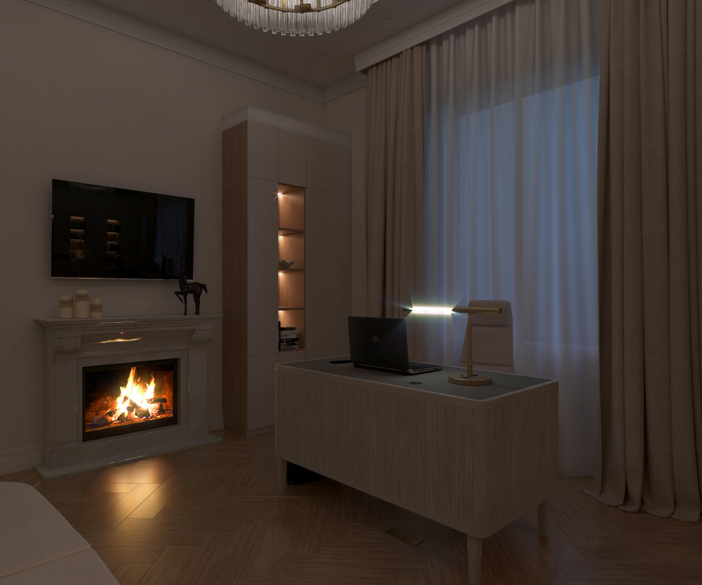 Белоснежный кабинет в загородном доме