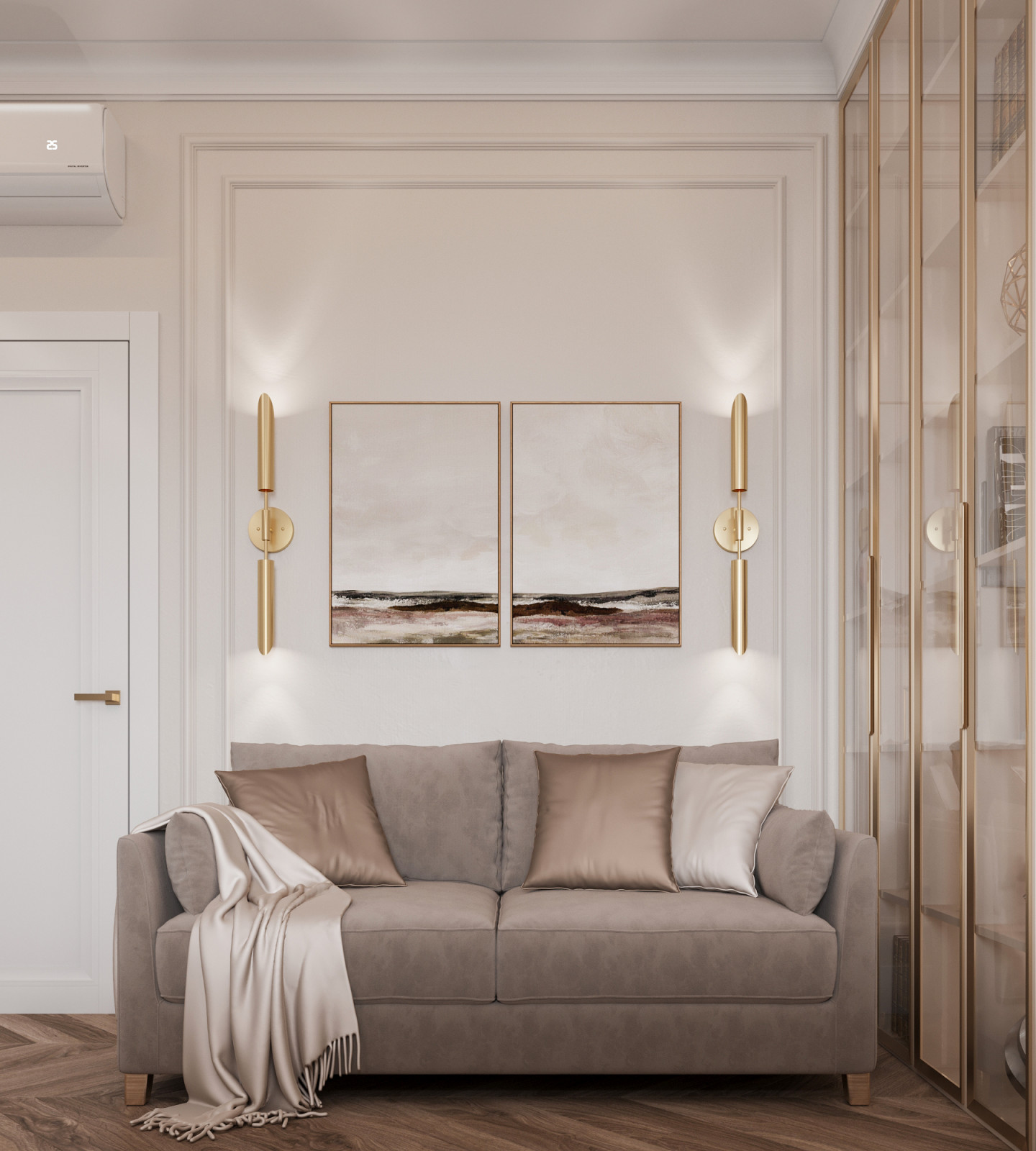 "Тёплое какао", квартира в ЖК "Дворянский", 98 м2