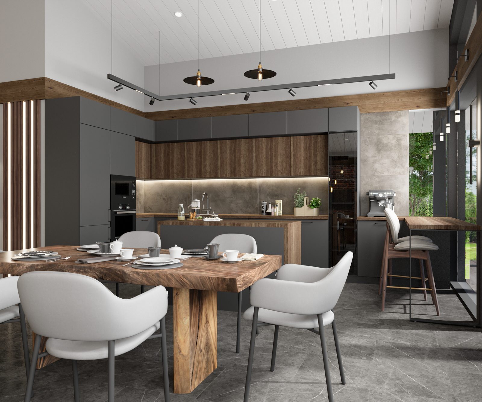 Дизайн кухни-гостиной в доме