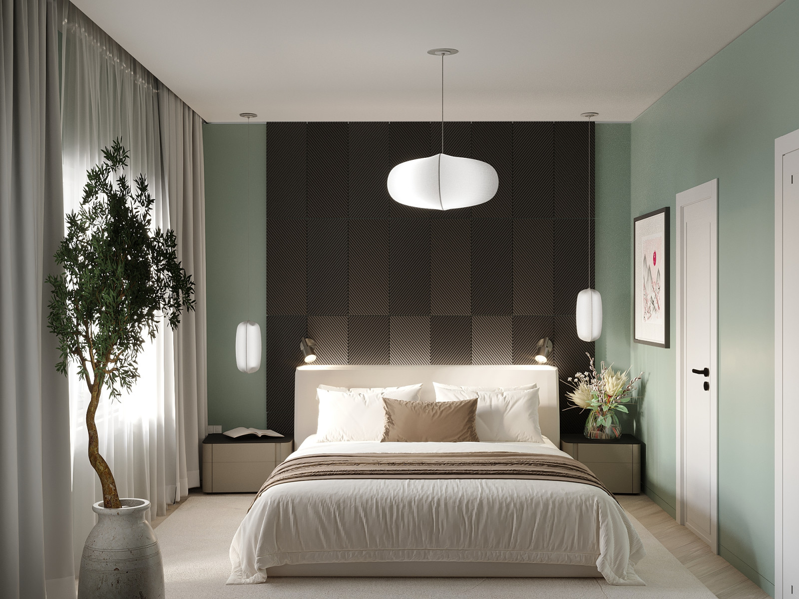 Спальня с японским акцентом.