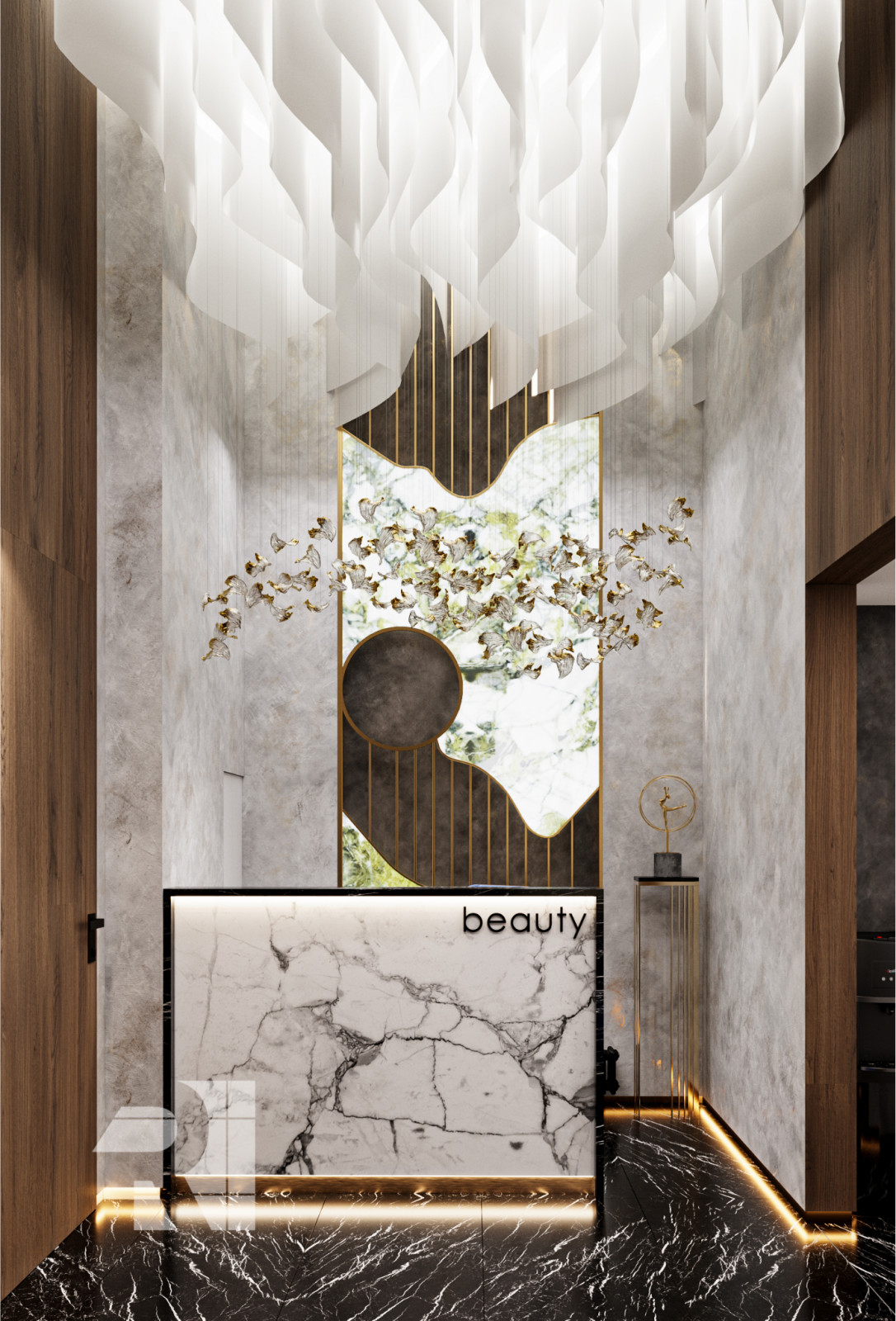 Дизайн салона красоты в стиле современный ар-деко