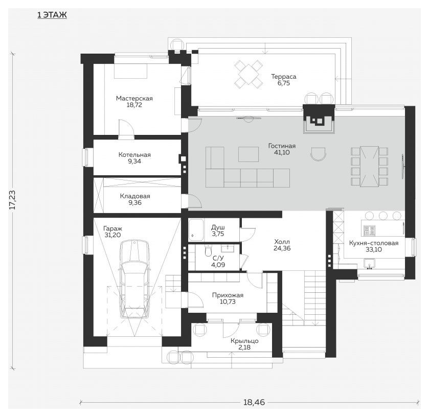 Дом с панорамными окнами М450