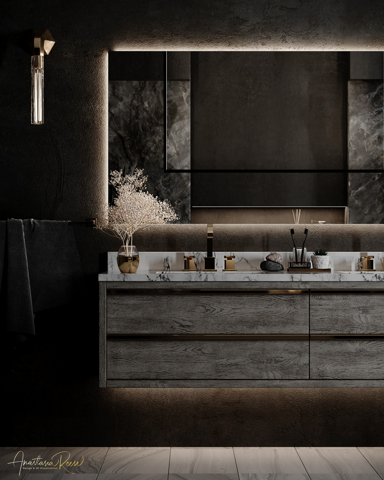 Дизайн проект ванной комнаты "Подземелье"