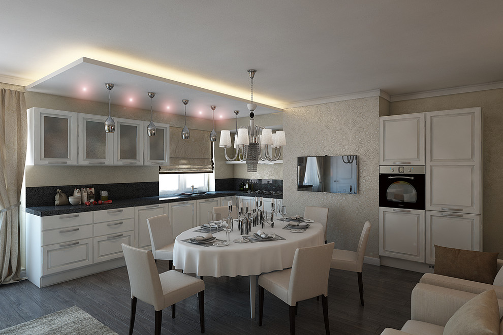 Гостиная совмещенная с кухней и столовой