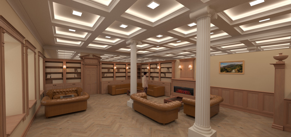 Интерьер гостиной в стиле английской библиотеки