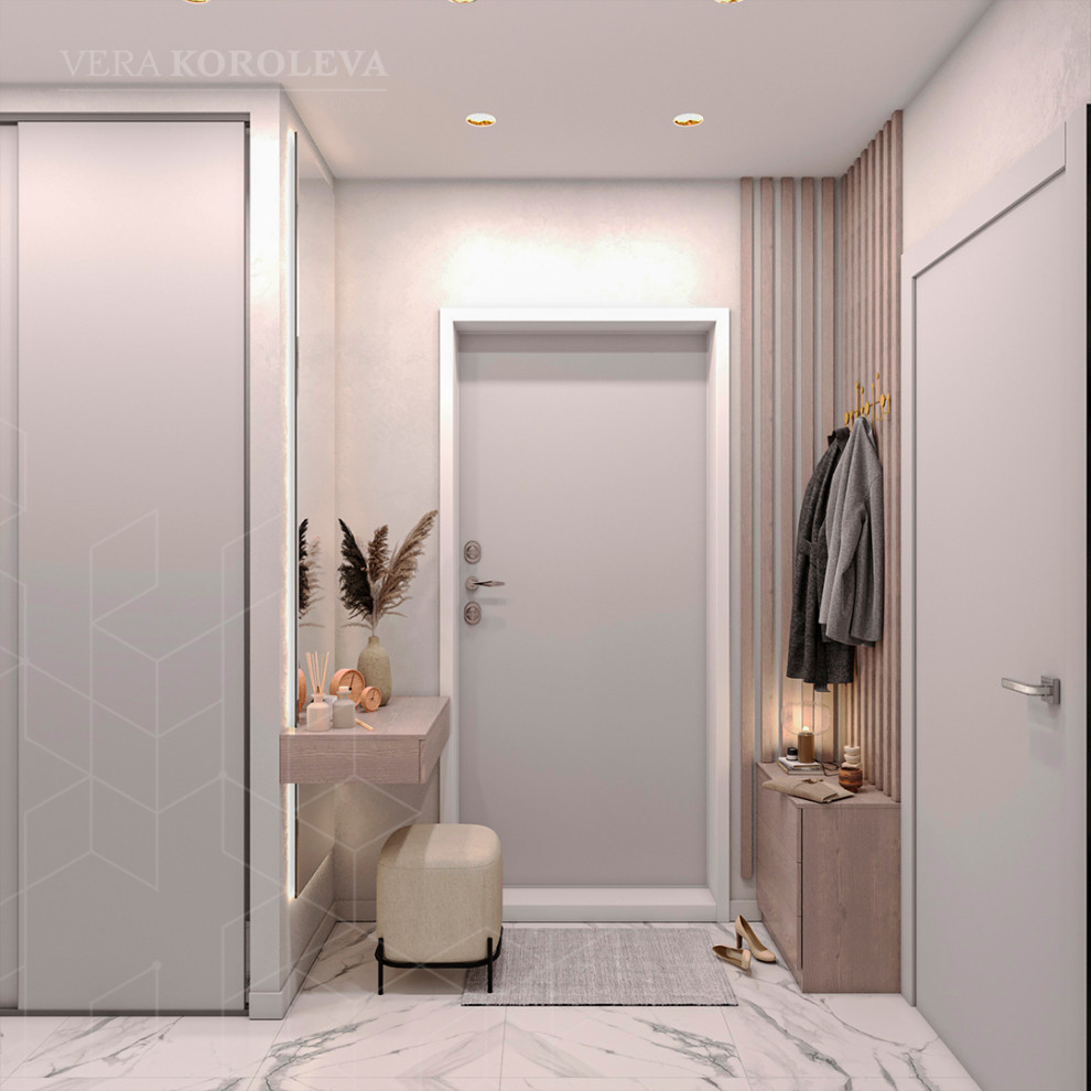 Дизайн-проект двухкомнатной квартиры с золотыми акцентами в ЖК "Q-Мир"